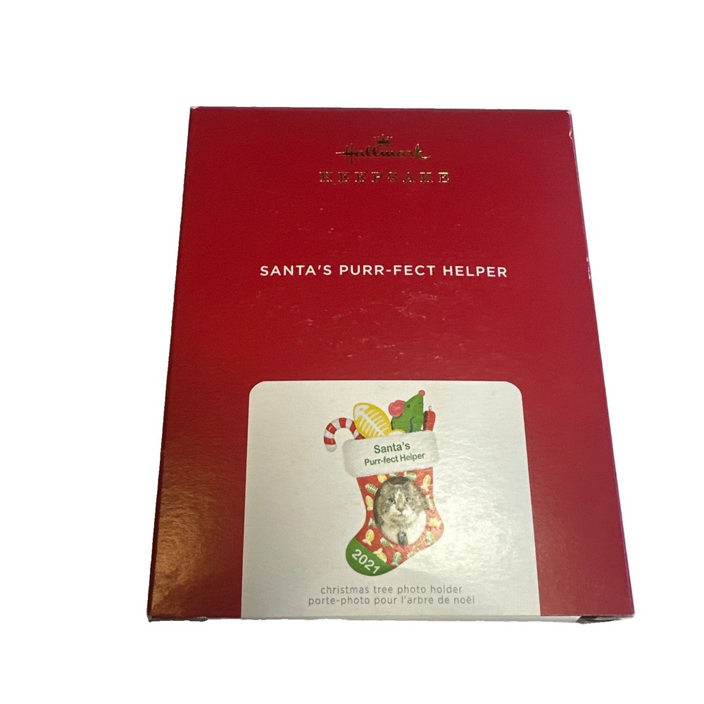 Hallmark Keepsake Christmas Ornament Santa's Purr-Fect Helper Cat Frame 2022